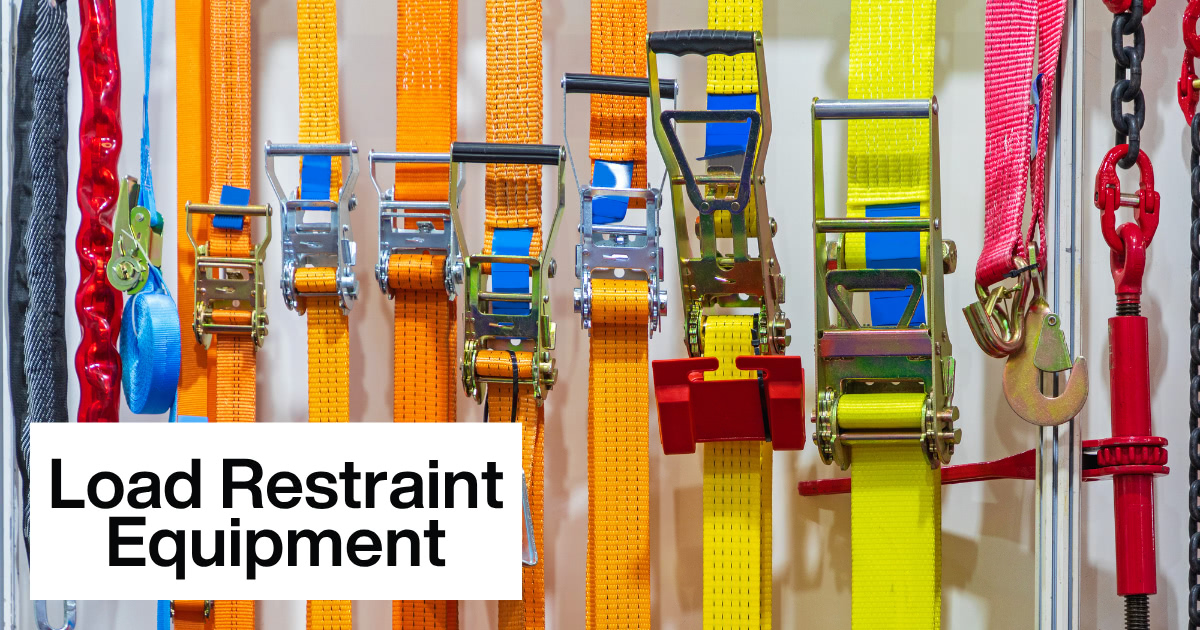 Load restraint equipment including ratchet straps and binders used for securing cargo