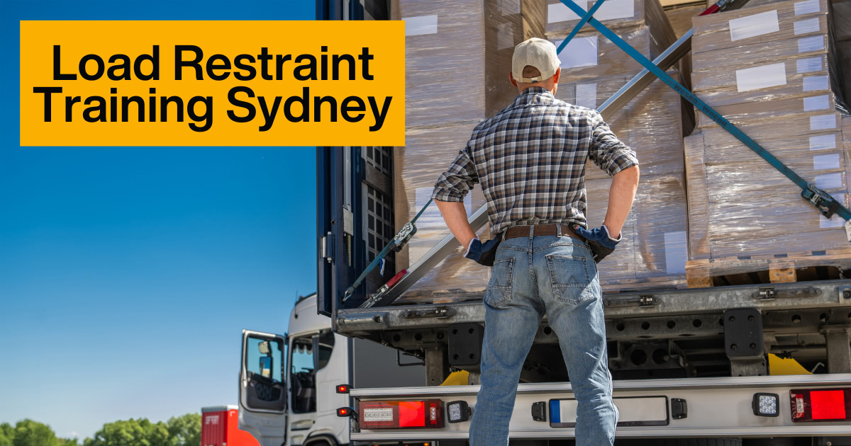 Load restraint training Sydney securing cargo on truck with straps