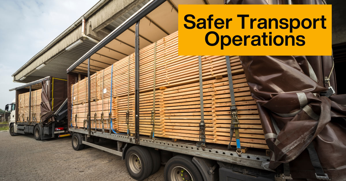 Properly secured cargo on truck with load restraint straps